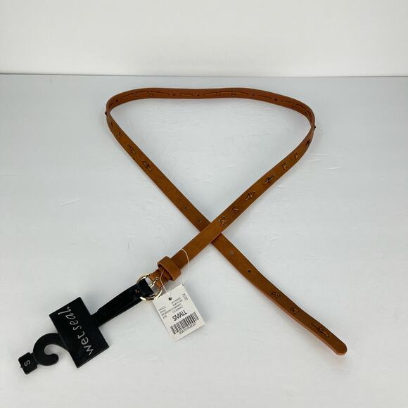 Wet Seal Skinny Brown Faux Leather Belt Woman's Size Small NEW with Tags - Picture 7 of 7